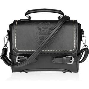 Cute Soft Black Vegan Leather Small Crossbody Purse Lightweight Everyday Handbag